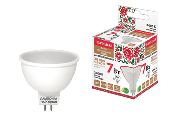 Лампа светодиодная TDM MR16-7 Вт-230 В-3000 К–GU5,3 Народная - Светильники - Лампы - . Магазин оборудования для автономного и резервного электропитания Ekosolar.ru в Выборге