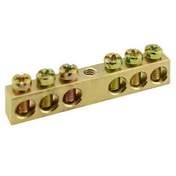 Шина PEN TS-0609C 6х9 6 отверстий крепление по центру Энергия - Электрика, НВА - Щитки и аксессуары для монтажа - Шины нулевые - . Магазин оборудования для автономного и резервного электропитания Ekosolar.ru в Выборге