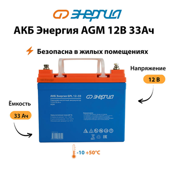 Аккумулятор для ИБП Энергия AGM 12v 33Ah - ИБП и АКБ - Аккумуляторы - . Магазин оборудования для автономного и резервного электропитания Ekosolar.ru в Выборге
