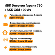 ИБП для котла Энергия Гарант 750 + Аккумулятор Grid 100 Ah 12 v (450Вт - 122мин) - ИБП и АКБ - ИБП для котлов - . Магазин оборудования для автономного и резервного электропитания Ekosolar.ru в Выборге