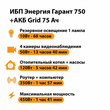 ИБП для котла Энергия Гарант 750 + Аккумулятор Grid 75 Ah 12 v (450Вт - 91мин) - ИБП и АКБ - ИБП для котлов - . Магазин оборудования для автономного и резервного электропитания Ekosolar.ru в Выборге